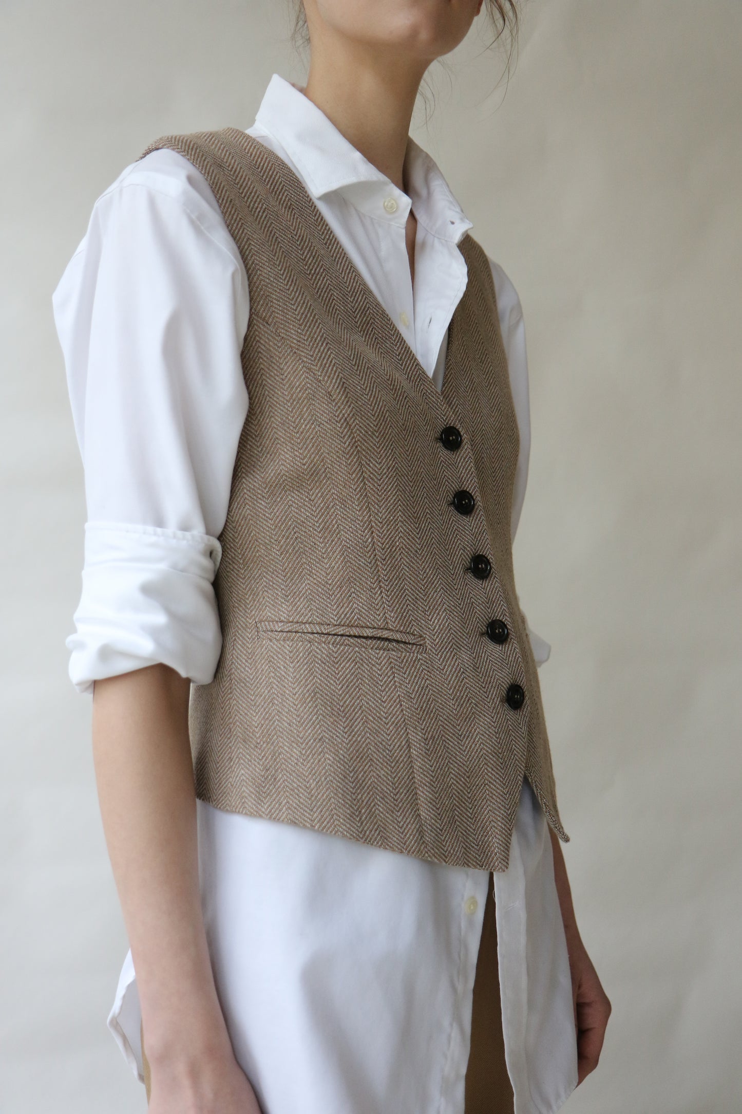 Vest STINE - herringbone brown