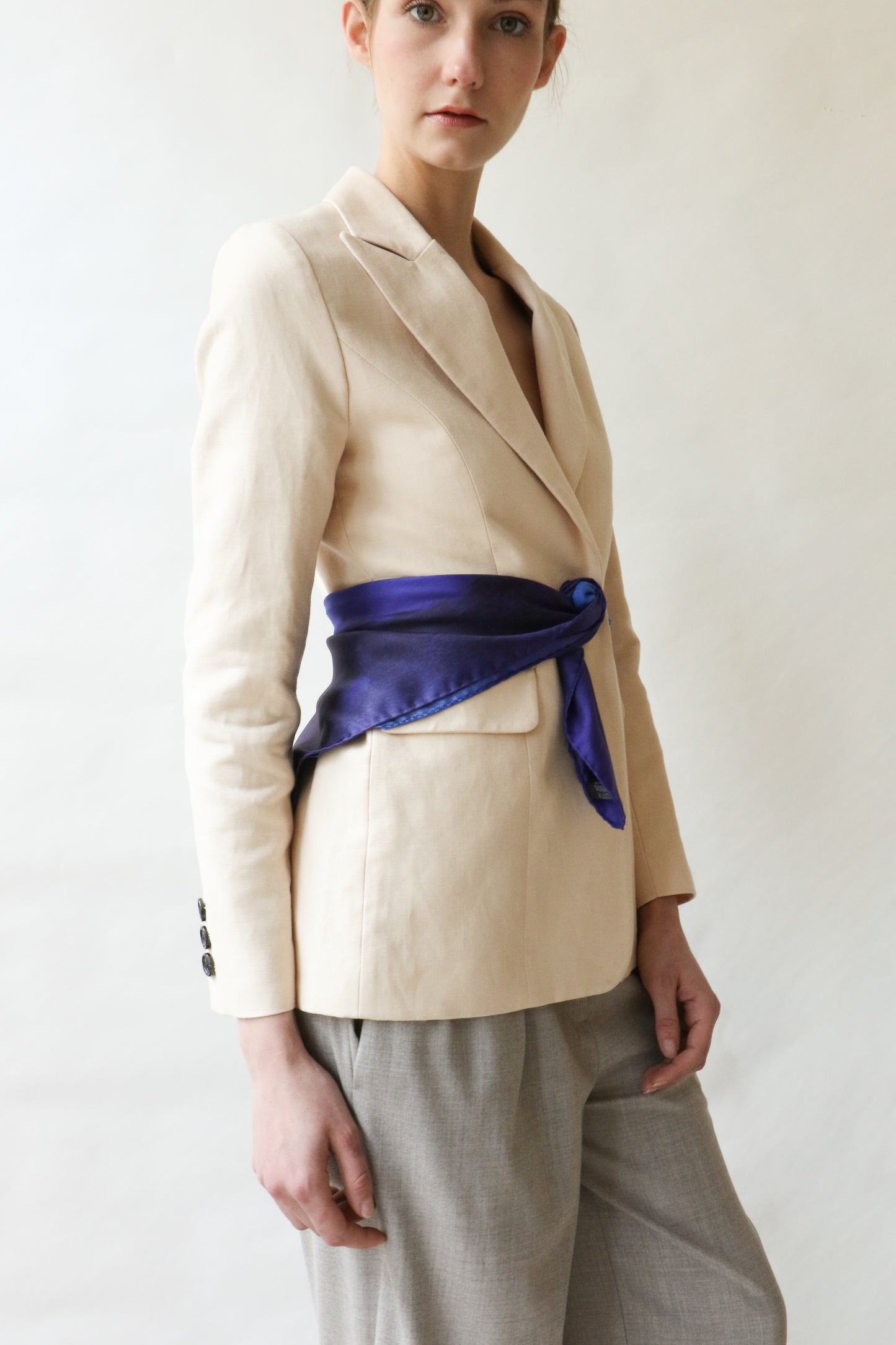 Silk Scarf IVY No.1 - NELE-MARIE FRANZEN deep blue