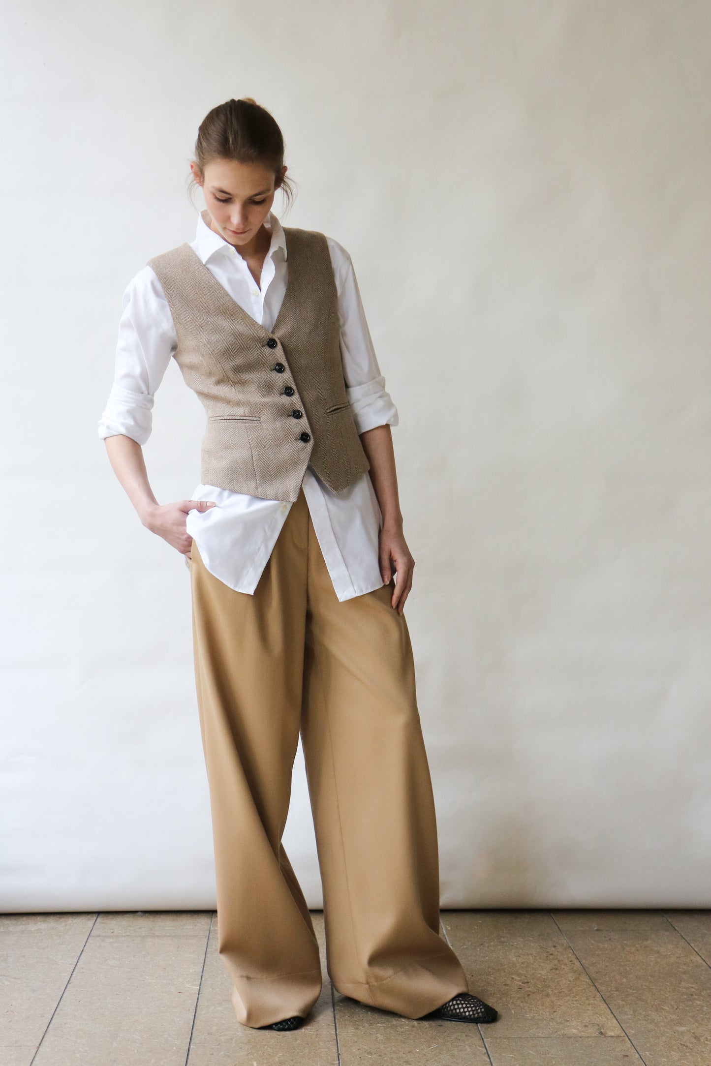 Vest STINE - herringbone brown