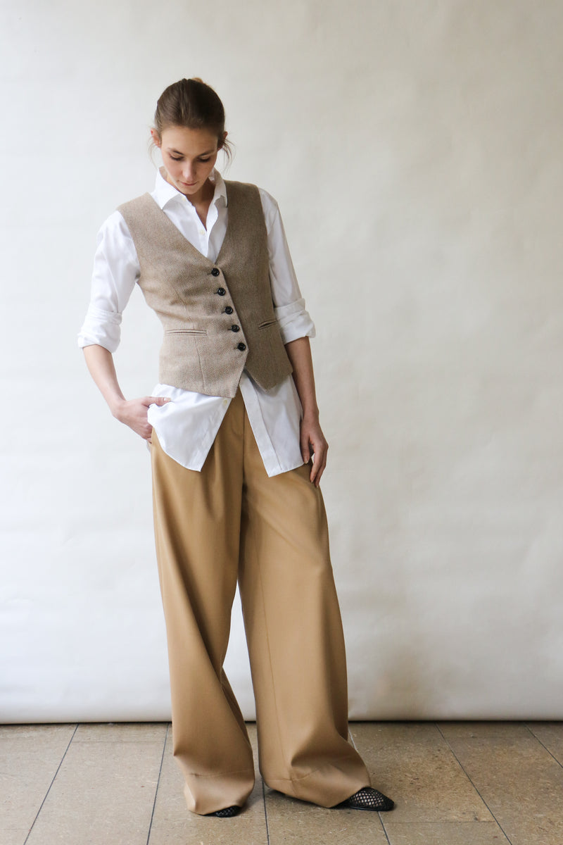 Vest STINE - herringbone beige